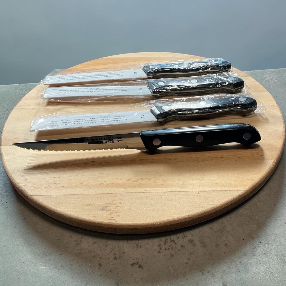 Ronco Showtime Six Star+ #14 Steak Knives Set of 4 Stainless Steel Ron Popeil